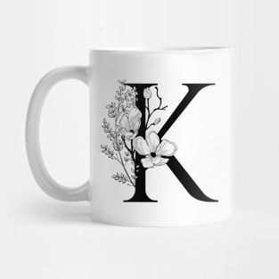 Letter K Monogram - Floral Initial Mug